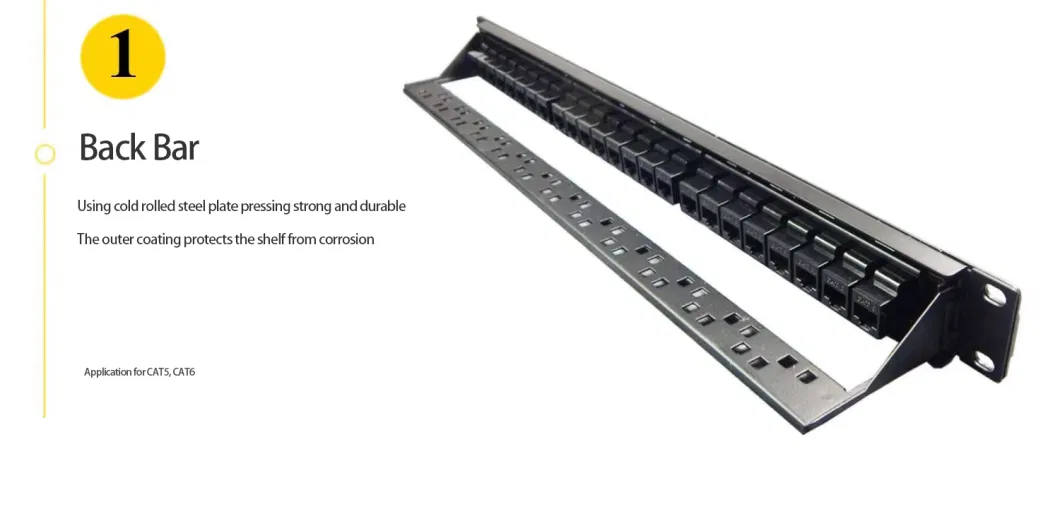 19′ 1u STP Blank Patch Panel 24 Ports RJ45 Keystone Jack Telecom Communication with Back Bar