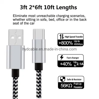 새로운 도착 1m/2m/3m 핸드폰 미니 USB 데이터 케이블 I 전화 라운드 휴대 전화 데이터 케이블 I 전화 충전기 케이블