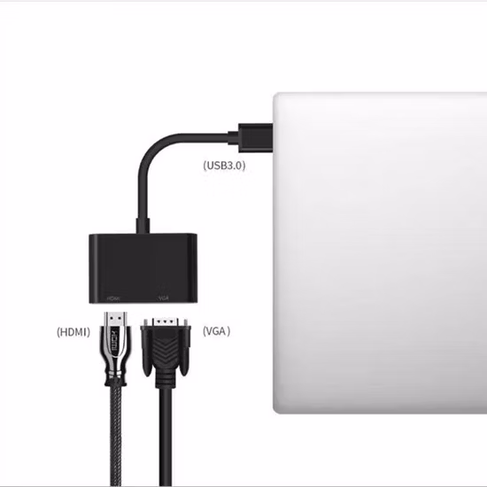 USB3.0 - HDMI + VGA 변환기 2 in 1 분할 화면 컴퓨터 케이블 라인